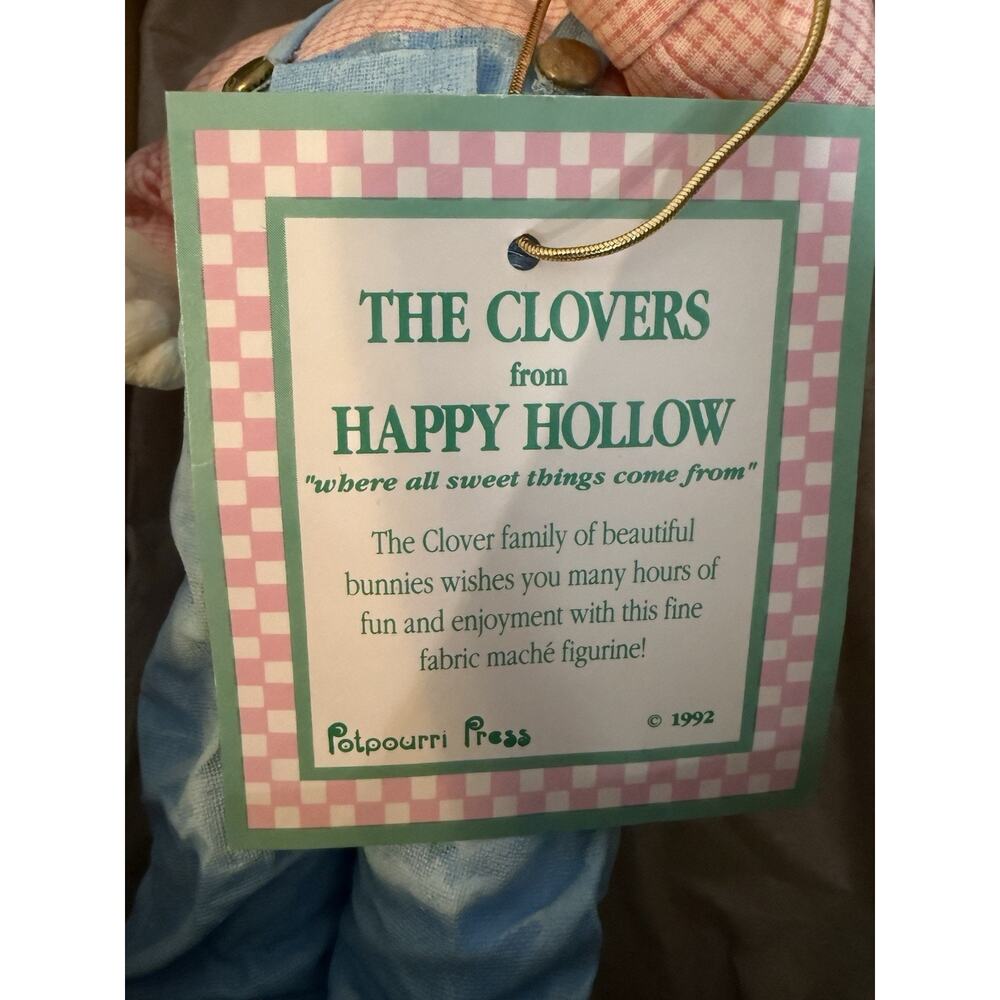 Potpourri Press Happy Hollow Bunny Pair Clementine Hezekiah 1992 w Boxes - Picture 7 of 11